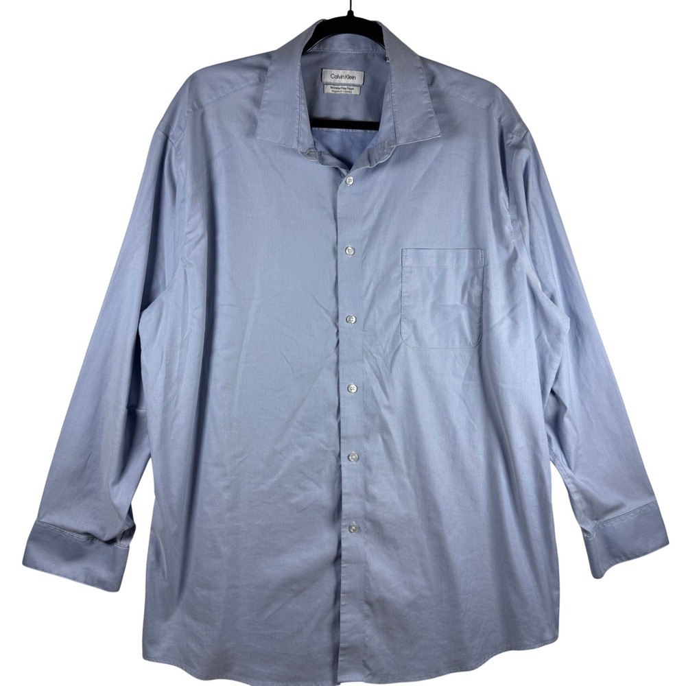 Calvin Klein Dress Shirt Mens XL Light Blue Long Sleeve Office Business Casual